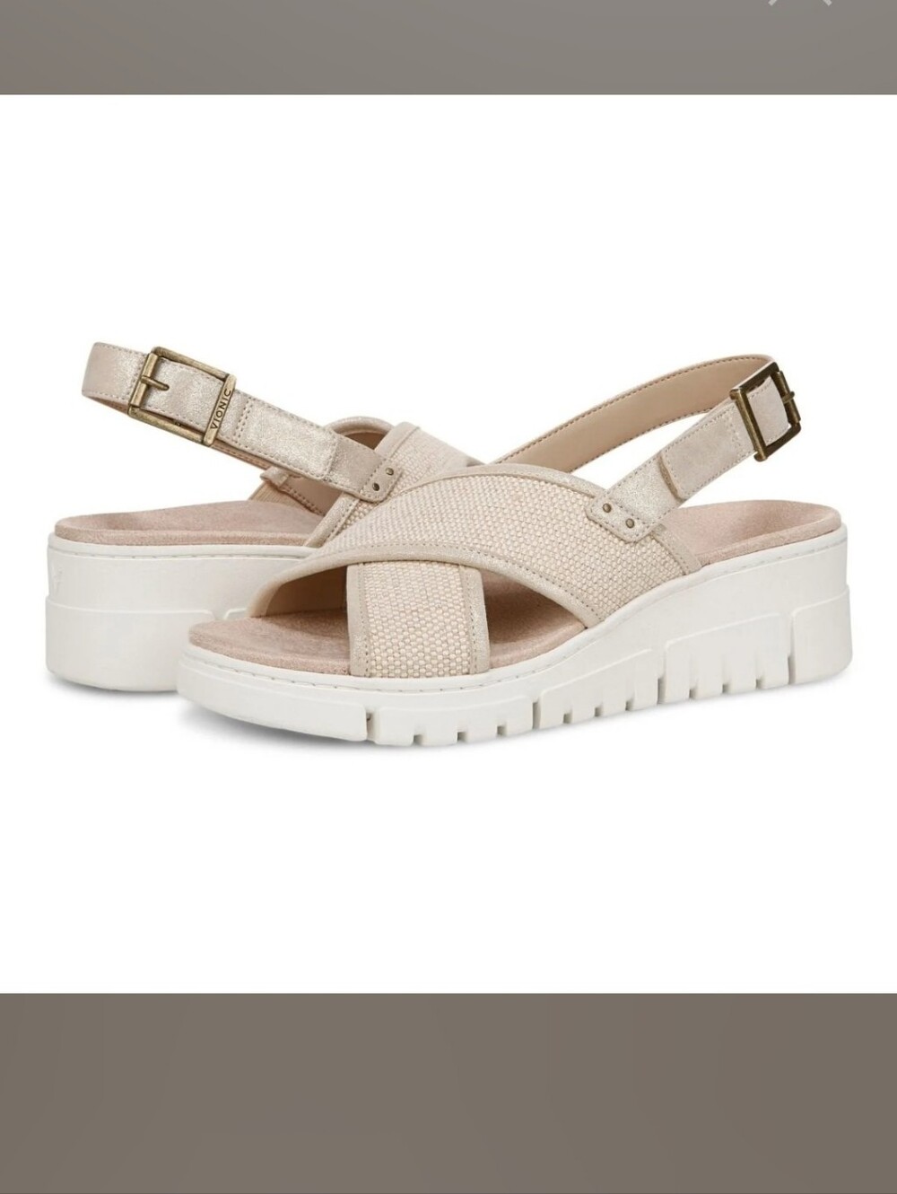 Vionic Uptown Sonoma Slingback Wedge Sandal In Natural